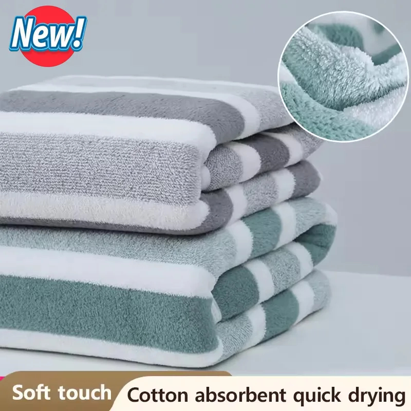 Home Textiles Face Towel - 2026年新作 1枚入り ストライプ柄フェイスタオル 厚手 吸水性抜群 柔らかいフェイスタオル