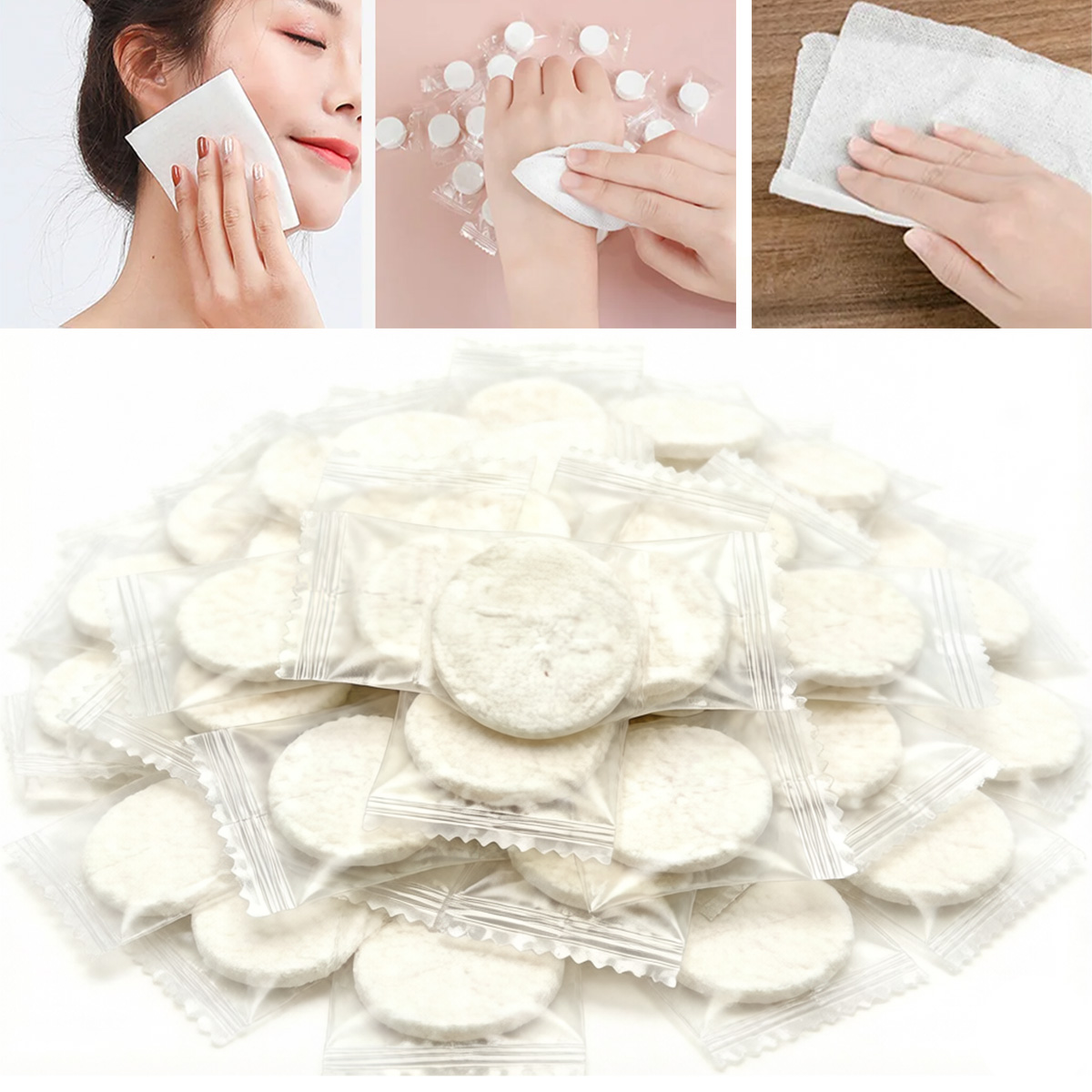 Home Textiles Face Towel - 100枚入り携帯用圧縮タオル 使い捨てフェイスクリーニング ソフト圧縮ハンドワイプタオル 不織布メイクアップワイプ