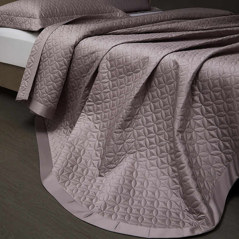 Home Textiles Premium - 100Sエジプト綿キルティングカバーレットセット、超ソフトサテンエンボス加工ベッドスプレッド、幅広サテンボーダー付きプレミアム3/5点寝具セット