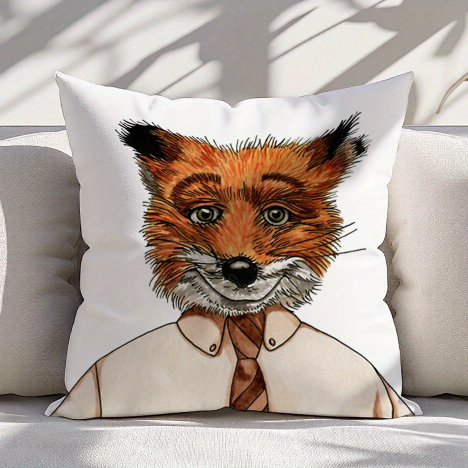 Pillow Insert 18X18 - 1pc ミスターフォックス枕カバー 秋の森のテーマ ポリエステル 16x16/18x18/20x20インチ ジッパー付き