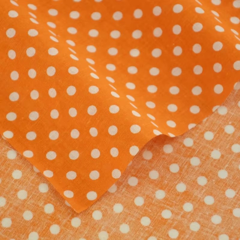 白いオレンジの水玉模様の綿生地,パッチワーク,ホームテキスタ - Home Textiles Usa のレビューと価格