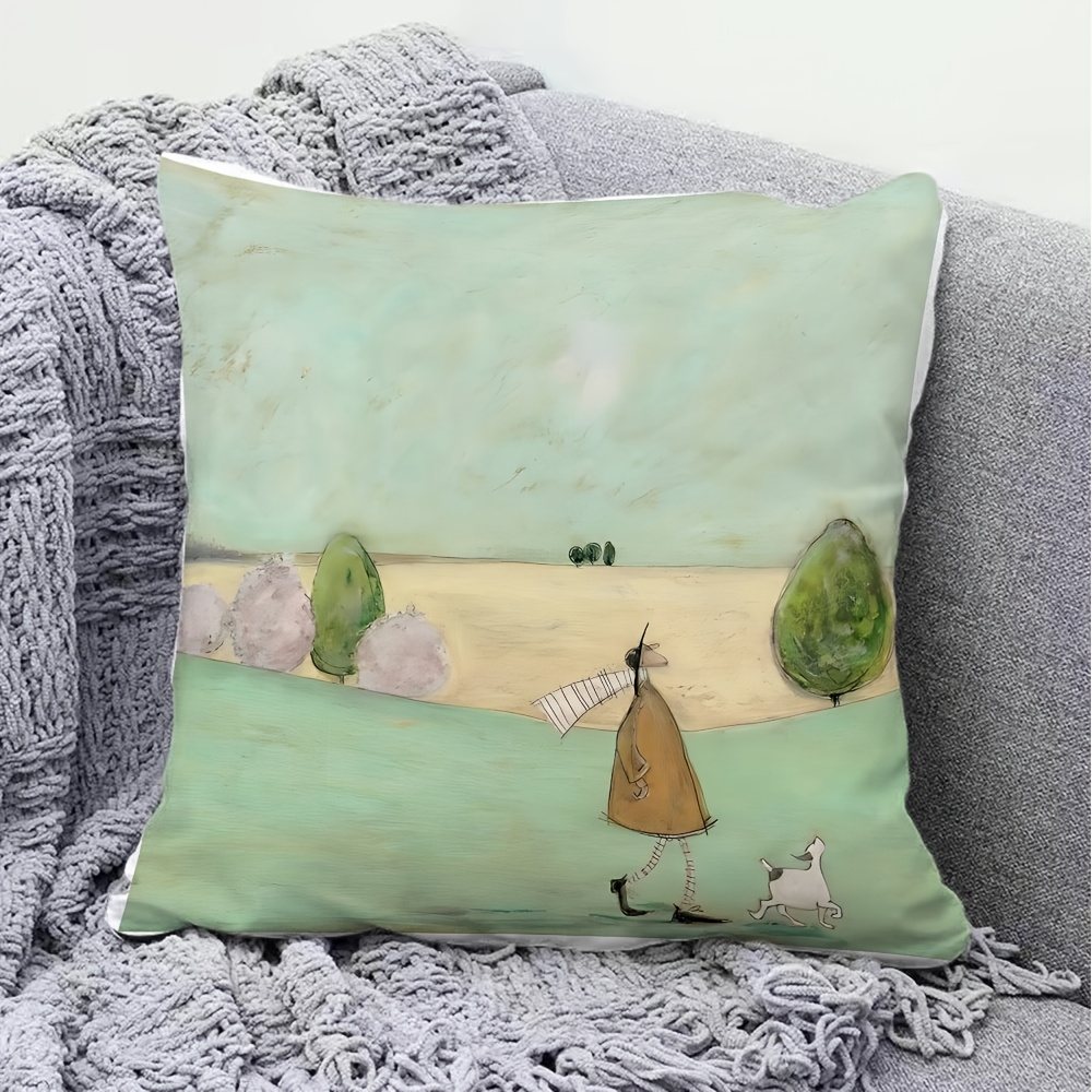 ファッション漫画プリント枕カバー1枚、柔らかなショートプラッ - Pillow Insert 18X18 のレビューと価格