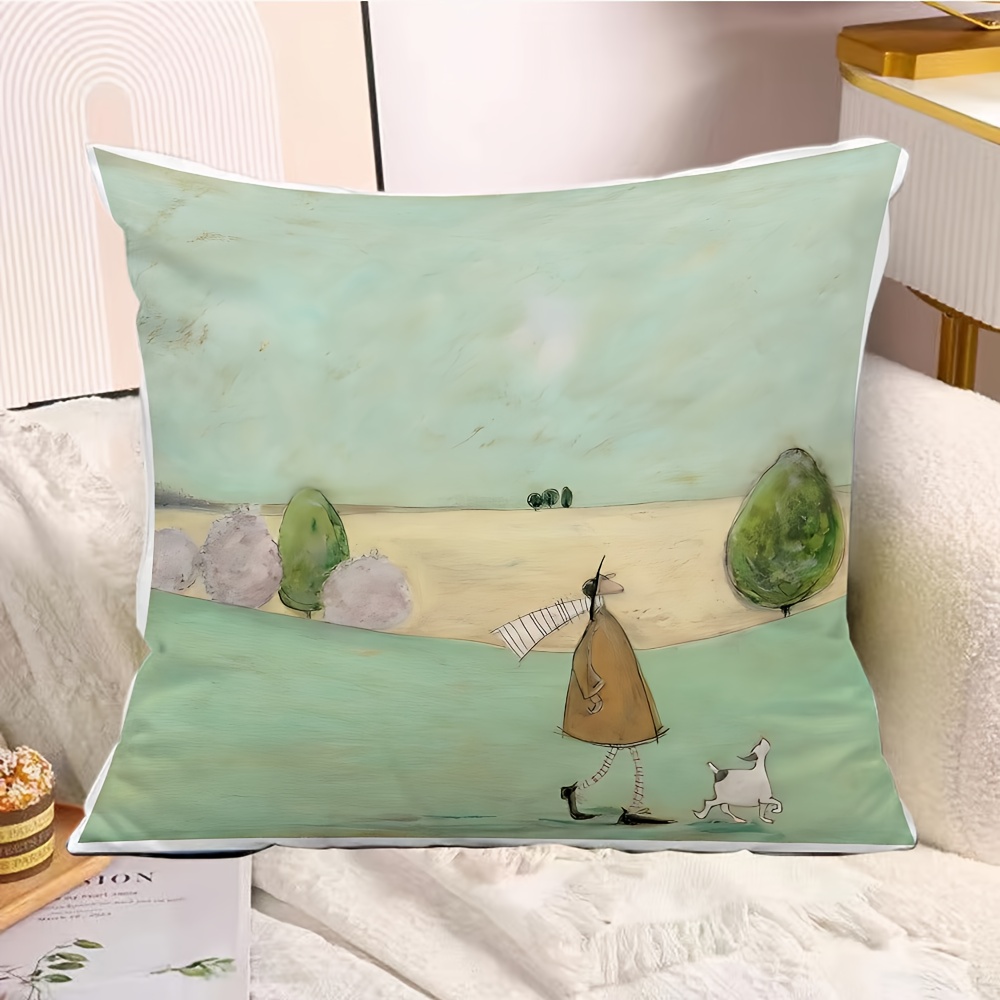 ファッション漫画プリント枕カバー1枚、柔らかなショートプラッ - Pillow Insert 18X18 のレビューと価格