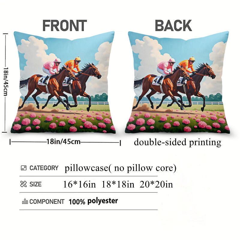 1ピース競馬枕カバー 18x18インチ – ジョッキー＆競馬 - Pillow Insert 18X18 のレビューと価格