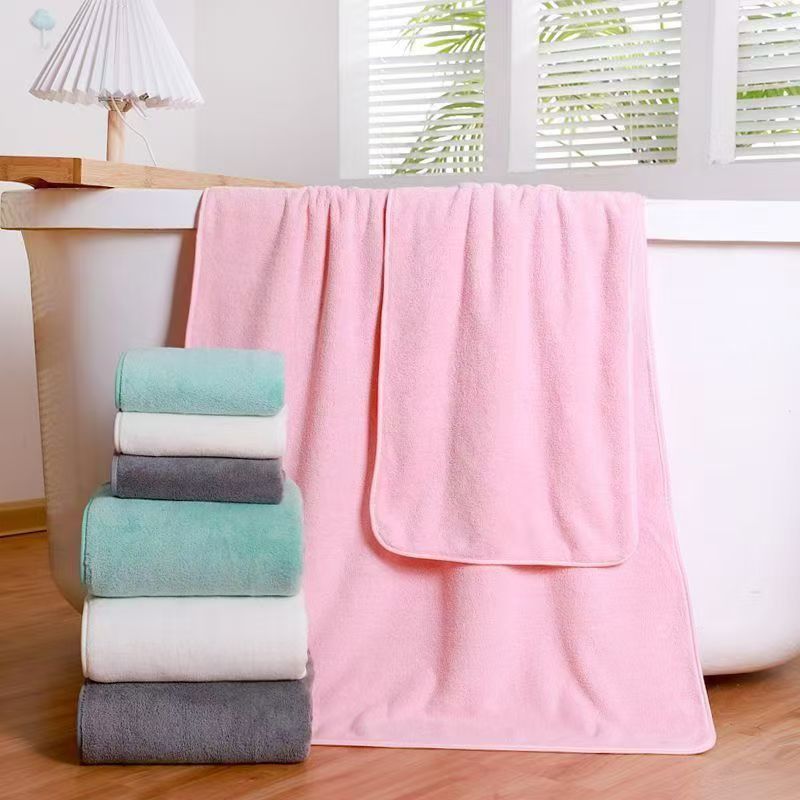 コーラルフリースの厚手のタオルとバスタオルのセット、無地、柔 - Home Textiles Face Towel のレビューと価格