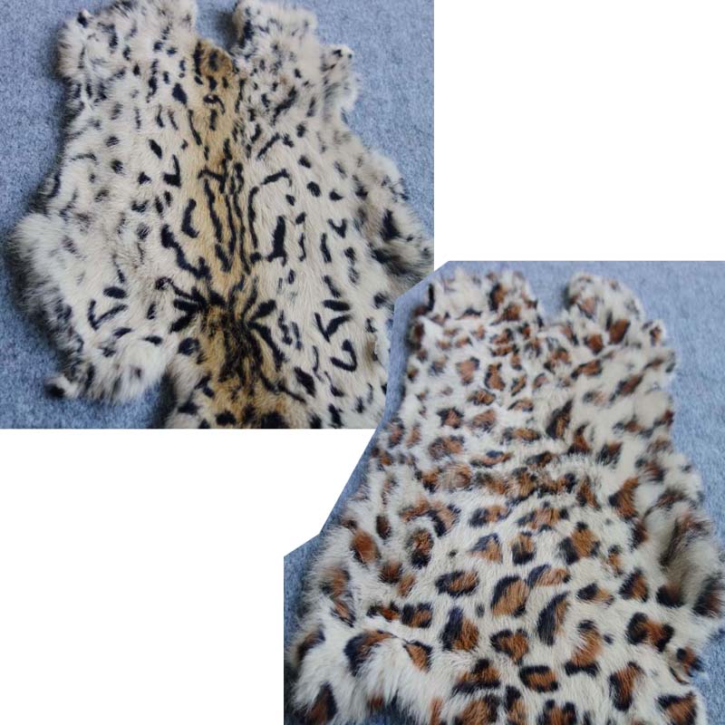 1pc自然本物のウサギの毛皮ヒョウ柄販売全体ピースふわふわウ - Home Textiles Sale のレビューと価格