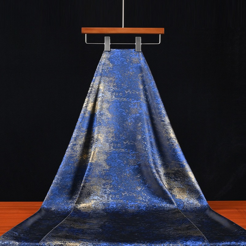 レトロな青色の金箔加工を施したグラデーション織物。中国風のチ - Home Textiles Usa のレビューと価格