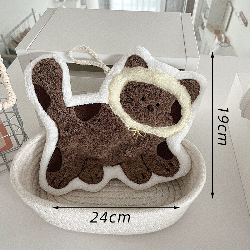 創造性あふれるかわいい猫の形をしたハンギングハンドタオル、バ - Home Textiles Usa のレビューと価格