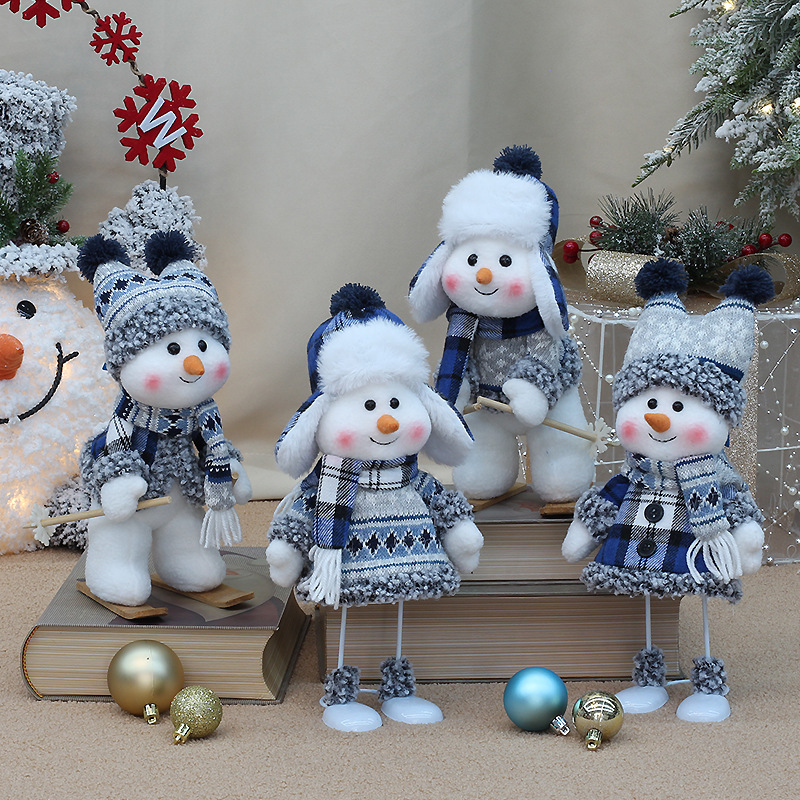プレミアムクリスマスブルーファブリック製スキー雪だるまオーナ - Home Textiles Premium のレビューと価格