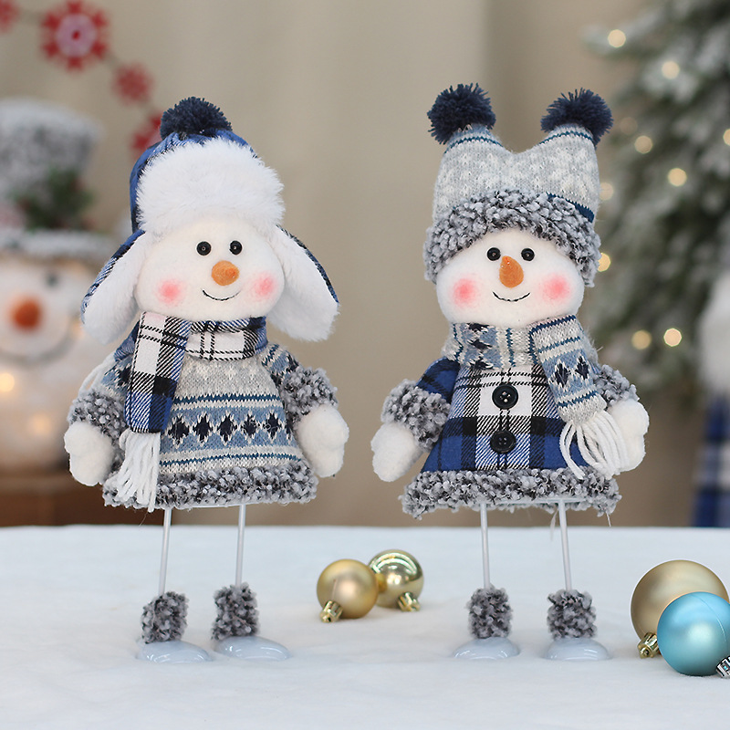 プレミアムクリスマスブルーファブリック製スキー雪だるまオーナ - Home Textiles Premium のレビューと価格