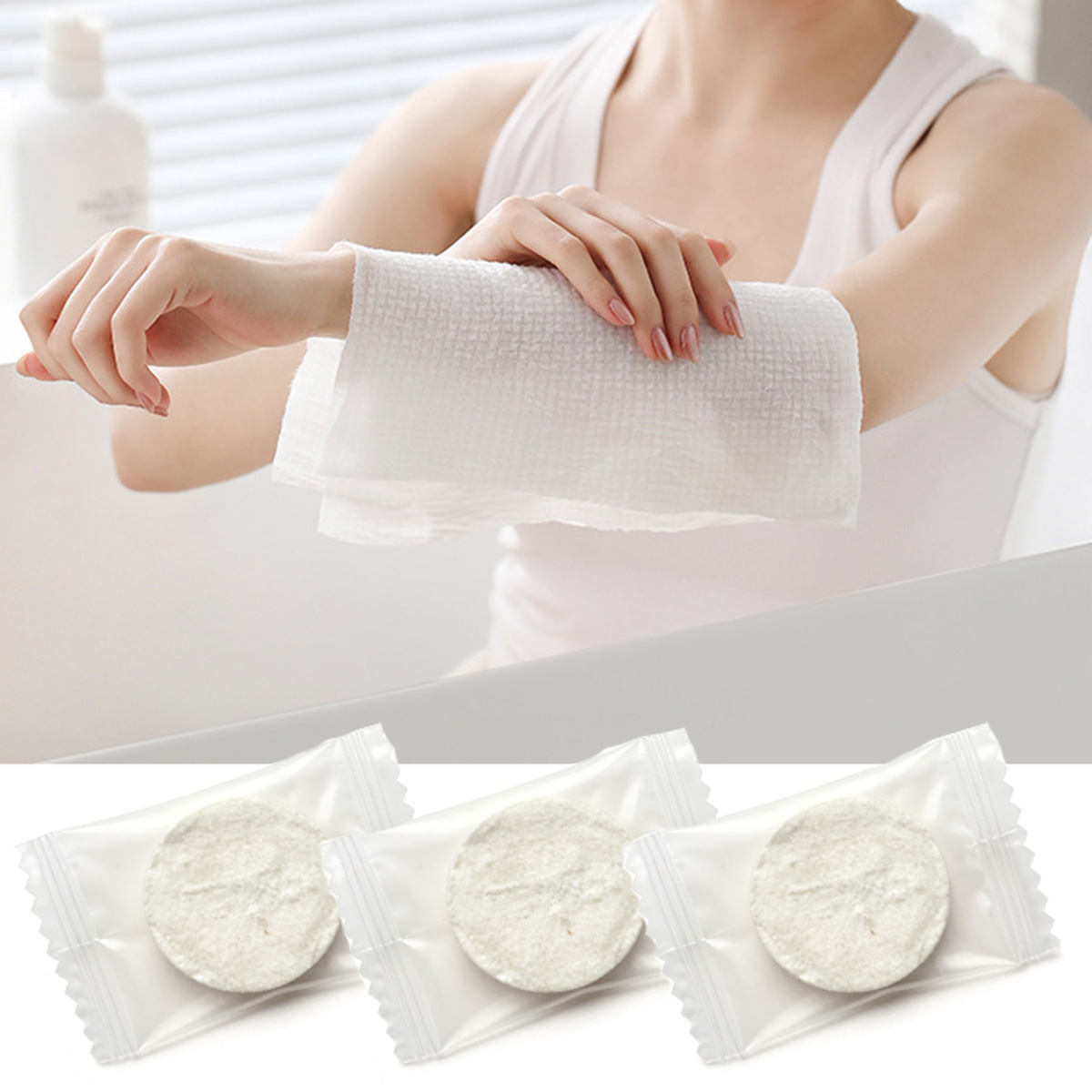 100枚入り携帯用圧縮タオル 使い捨てフェイスクリーニング  - Home Textiles Face Towel のレビューと価格