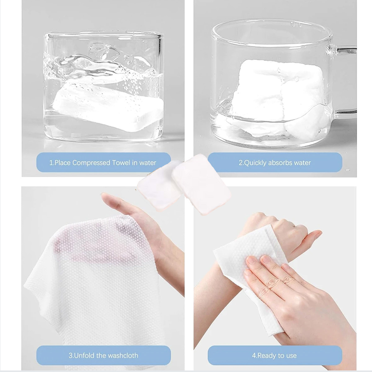 100枚入り携帯用圧縮タオル 使い捨てフェイスクリーニング  - Home Textiles Face Towel のレビューと価格