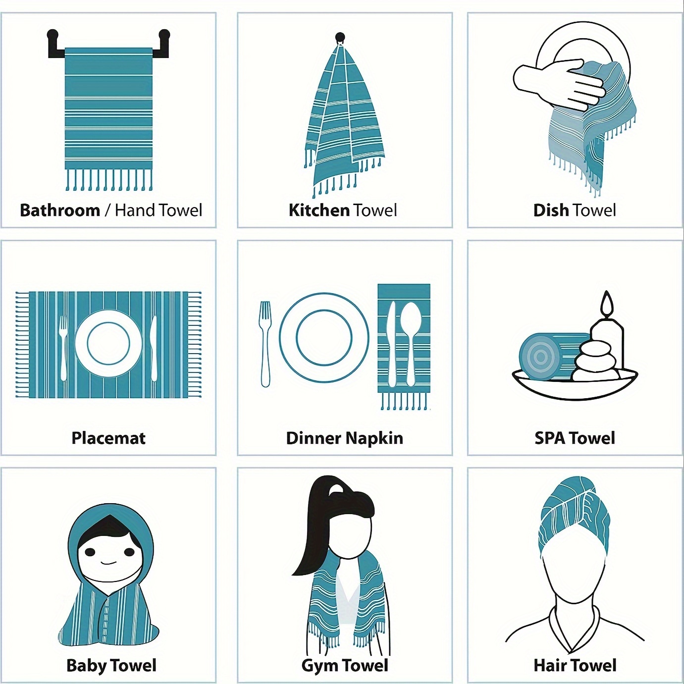 ターキッシュコットンハンドとフェイスタオルセット、ソフトバス - Home Textiles Face Towel のレビューと価格