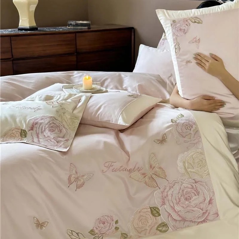 プレミアムegyptianコットン寝具セット,花の刺embr - Home Textiles Premium のレビューと価格
